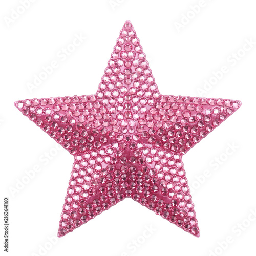 Pink Bedazzled Rhinestone Star PNG Isolated on Transparent Background for Glamorous Fashion, Party and Decorative Designs