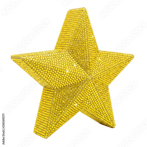 Yellow Bedazzled Rhinestone Star PNG Isolated on Transparent Background for Glamorous Party, Holiday and Decorative Designs