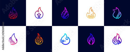 Modern Fire Tech Logo Collection Set