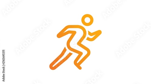 Obraz na plátně Linear running person symbol rushing forward with vibrant orange gradient symbol