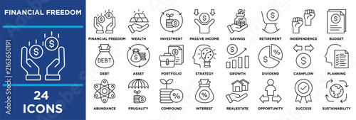 Foto financial freedom icon collection set