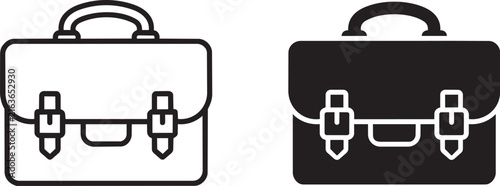 briefcase icons set line and solid style vector illustration