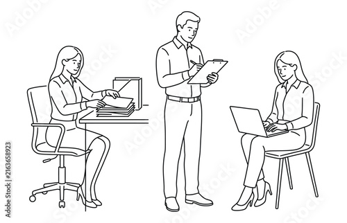 Business people collaborating in a modern office setting with clear communication and teamwork