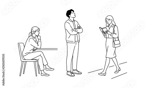People in line waiting during a casual outdoor daytime scene