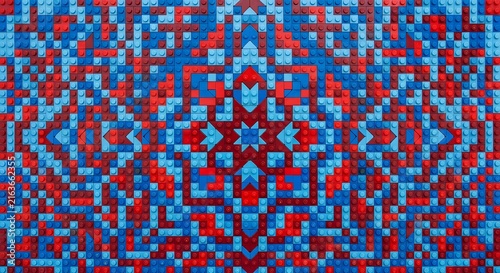 Seamless geometric star pattern in vibrant red and blue for modern design projects
