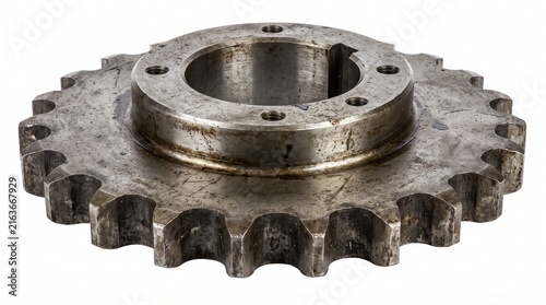 Steel drive sprocket gear with inner keyway for industrial machinery power transmission.