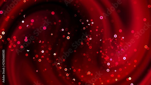 Dark red glowing bokeh circles and swirling crimson liquids create a mesmerizing abstract background suitable for backgrounds, textures, or festive designs.