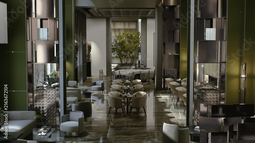 3D render animation 4K hotel lobby interior