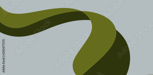 Elegant  olive green ribbon swirl on light grey background. Professional curved shapes for corporate identity, business cards, and book covers.