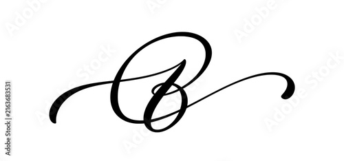 Letter B calligraphy logo. Handwritten script initial isolated.