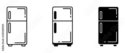 Refrigerator Icons Set, Kitchen Appliance Vector Graphics, Modern Fridge Symbols for Food Storage and Home Design