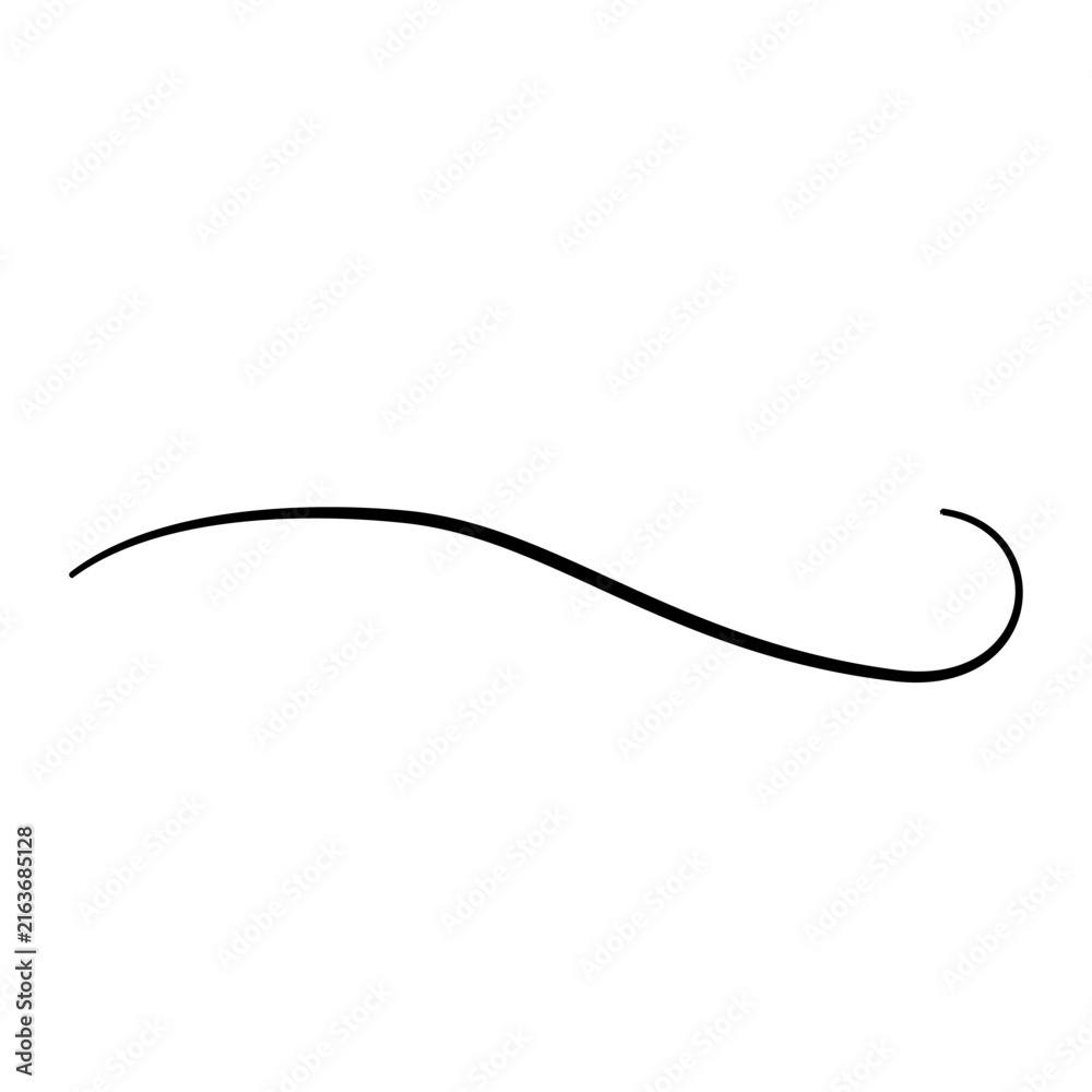 Fototapeta premium Elegant curved line art divider handdrawn black ink