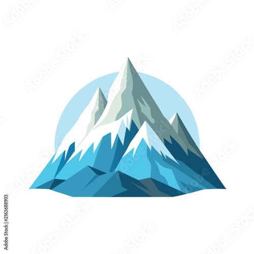 Snowy mountain peak vector illustration isolated on white background