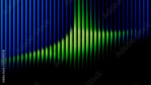 Abstract digital sound wave equalizer bars with green and blue colors