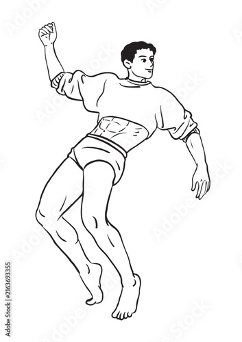 The man is dancing,
Black Silhouette Vector Illustration,
Cartoon Sport and Wellness Drawing with Clean Outline Style