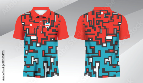 full colorful background polo sport shirt sublimation jersey template