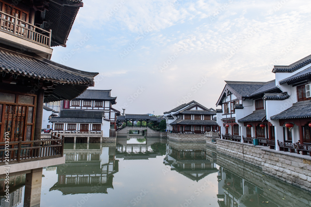 Fototapeta premium Architectural Landscape of Chunqiu Yancheng Tourist Area, Changzhou, Jiangsu, China