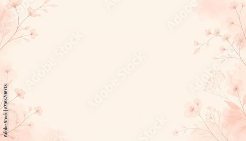 Abstract Floral Silhouette Botanical Line Blush Cream Banner Background Soft