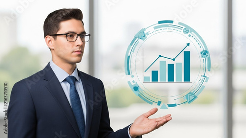 businessman holding a globe
