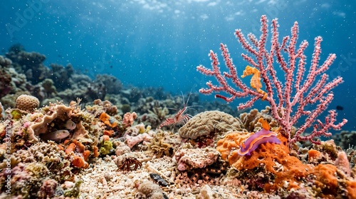Underwater visualization of an extremely small section of seafloor presented as a complete miniature ecosystem
