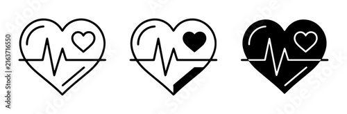 Heartbeat ECG Icons, Cardiology Health Symbols, Medical Pulse Graphics, Cardiovascular Care Vector Set