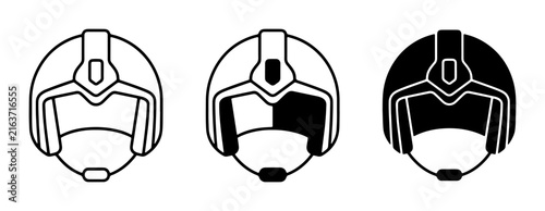 Futuristic Pilot Helmets, Sci-Fi Aviator Gear, Space Exploration Headwear, Vector Icons Set