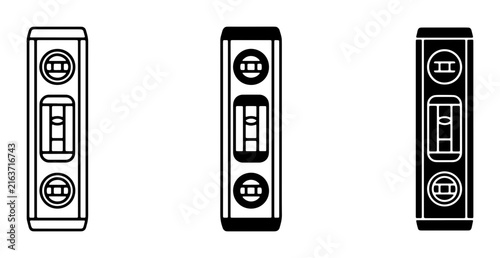 Spirit Level Icons Set, Bubble Level Tools, Measuring Devices, Construction and DIY Equipment, Vector Graphics