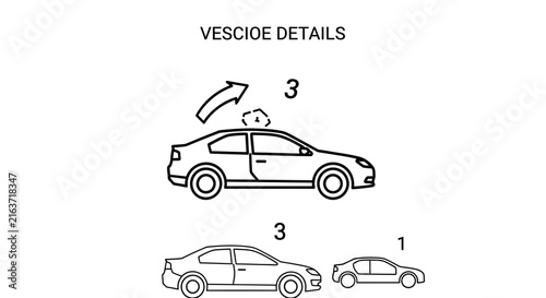 Technical car body profile diagrams with schematic arrows.