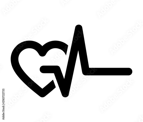 Minimalist heart shape integrated with ekg pulse waveform medical icon cardiology waveform healthcare diagnostic