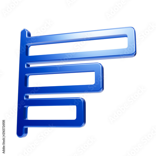 Foto 3d blue horizontal bar chart with three bars, glossy finish, isolated on a black