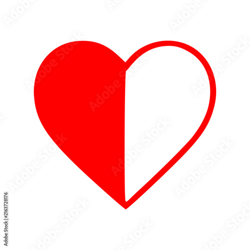 Foto Half Filled Red Heart Icon Split Design