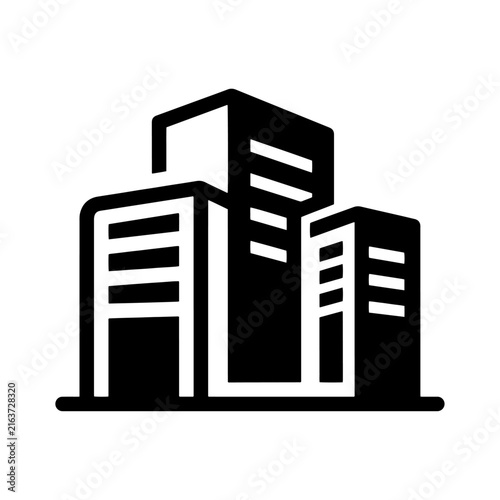 Black and white office building cityscape icon with buildings cityscape architecture business structures commercial