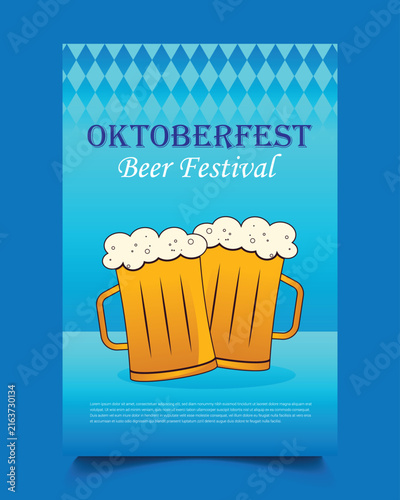 Oktoberfest poster, banner, flyer and template design. Oktoberfest beer festival flyer posters cover template design with beer mug. Germany colors festive background.