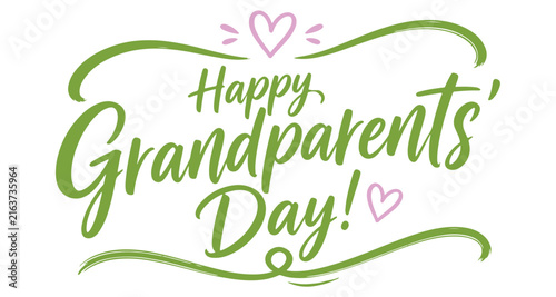 The Grandparents Day greeting is illustrated with artistic brush lettering.