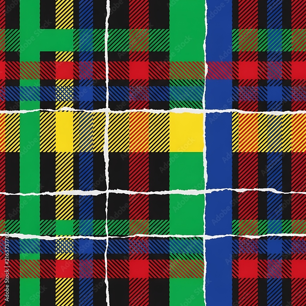 Fototapeta premium Colorful Distressed Tartan Pattern