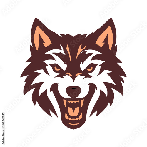 Angry Red Wolf Face Mascot