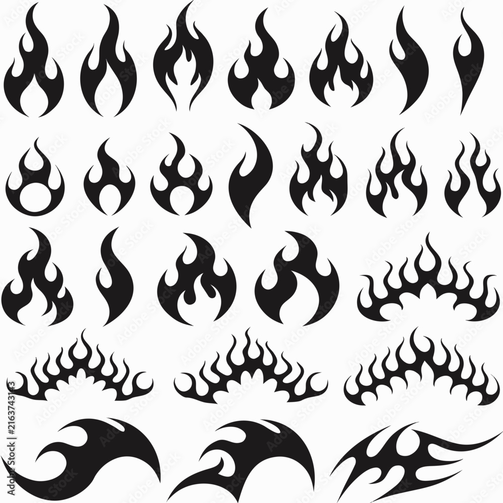 Naklejka premium Black Flame Silhouette Vector Collection