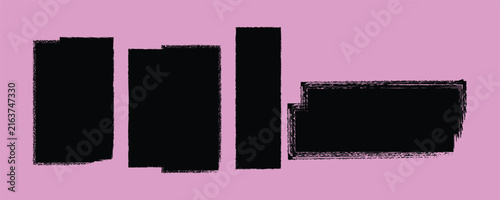 Black Grunge Brush Blocks and Rough Rectangular Paint Strokes