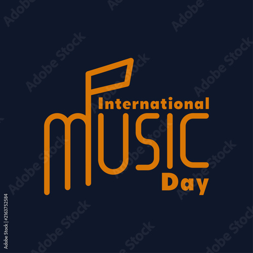 International Music Day typography background template design with musical note symbol vector illustration.