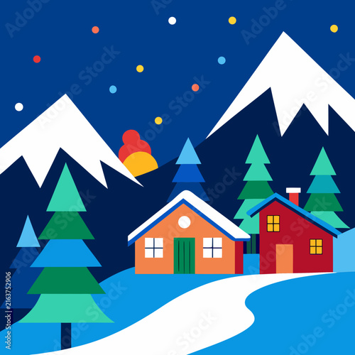  Christmas Mountain Resort Winter Landscape
