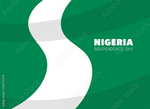 Nigeria independence day vector background design template with wavy national flag colors and text space.