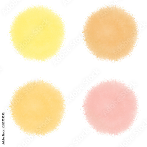 set of yellow watercolor circles