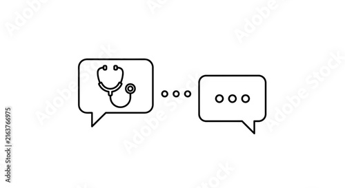 Medical Consultation Chat Icon: Stethoscope in Speech Bubble