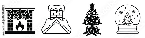 Принти на полотні Vintage engraving of four different fireplace designs from a nineteenth century