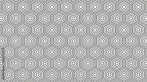 Abstract monochrome hexagon pattern background with geometric seamless honeycomb texture.