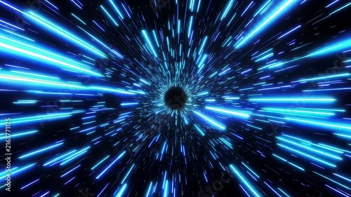 Blue Light Speed Tunnel in Futuristic Space