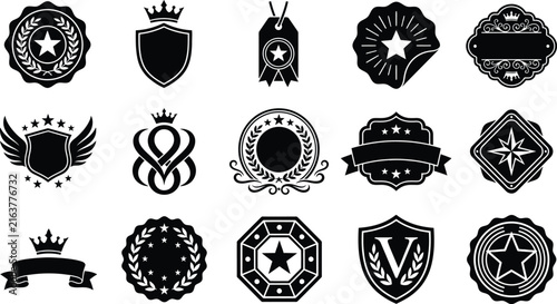 Black and white vintage style badges set