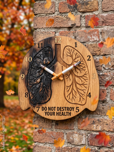 Innovative wall clock design showcasing lungs serving as a creative reminder for health awareness