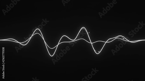 audio waveform and sound spectrum visualizer overlay animation on black background.