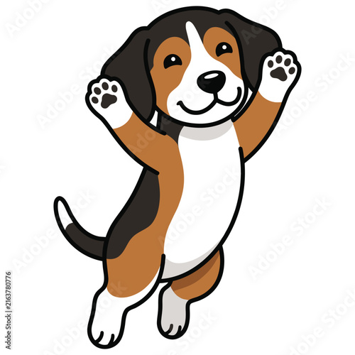Cute Beagle Puppy Jumping Happily Cartoon Dog Illustration